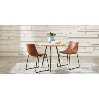 Lonia Natural 3 Pc 42 in. Round Dining Set with Brown Chairs