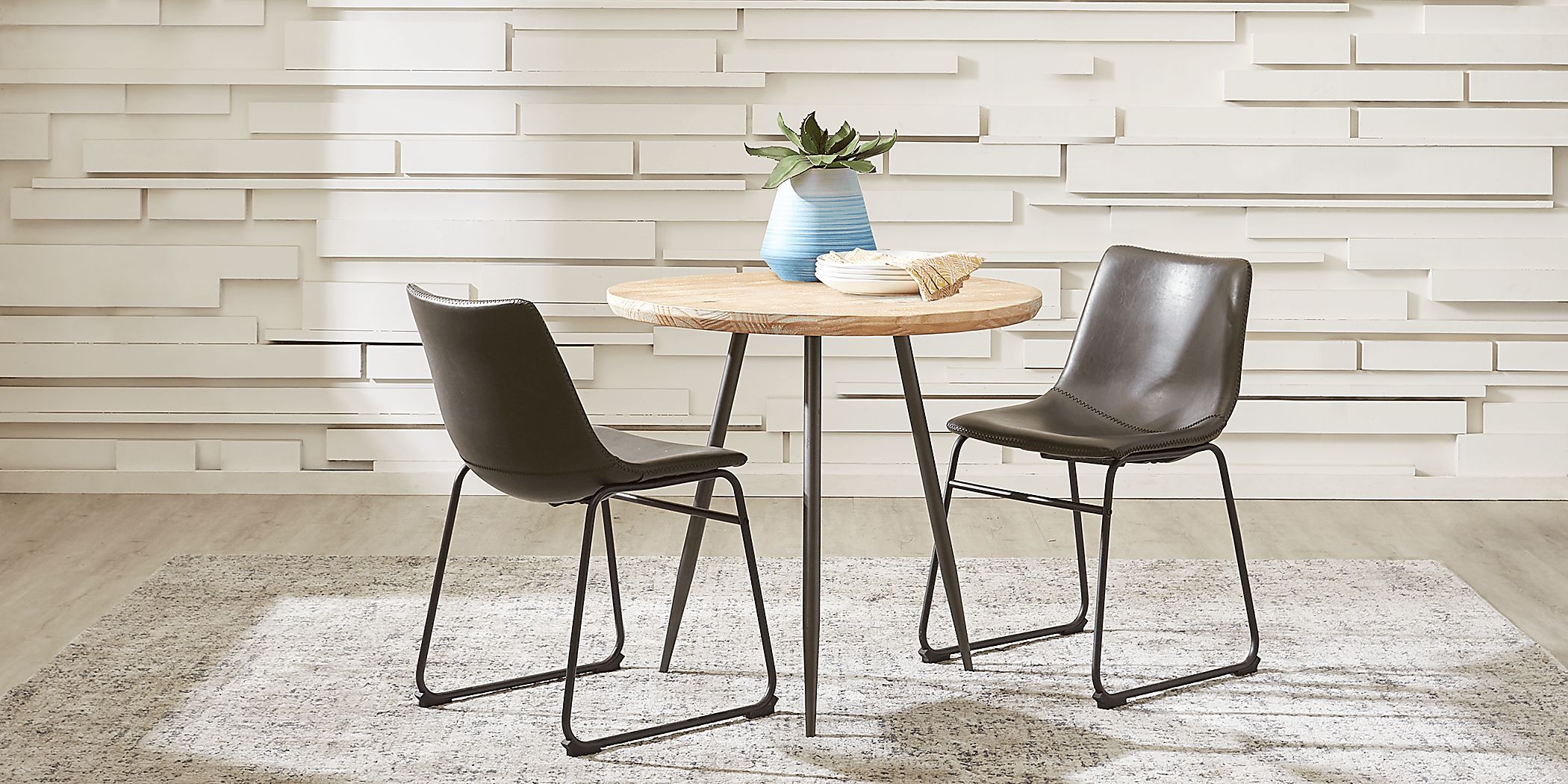 Lonia Natural 3 Pc 42 in. Round Dining Set with Gray Chairs