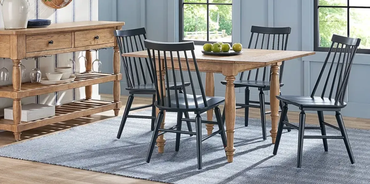 Winsor Natural 5 Pc Drop Leaf Dining Room with Blue Chairs