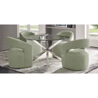 Jules Gray 5 Pc Dining Room with Green Side Chairs