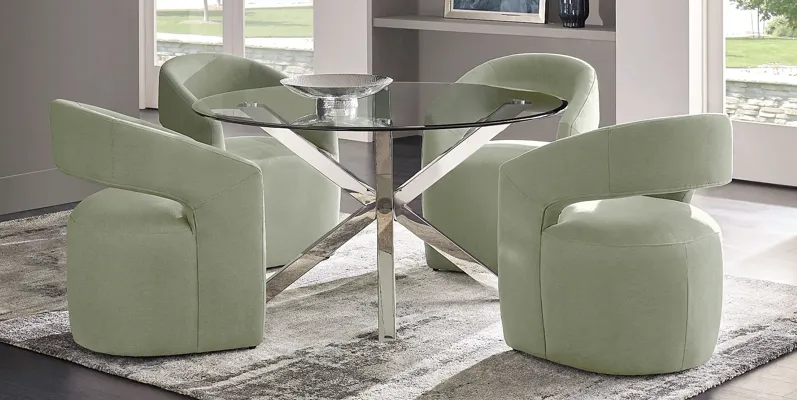 Jules Gray 5 Pc Dining Room with Green Side Chairs