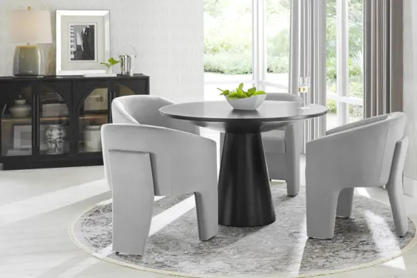 Kendall Black 5 Pc 48" Round Dining Room with Gray Arm Chairs