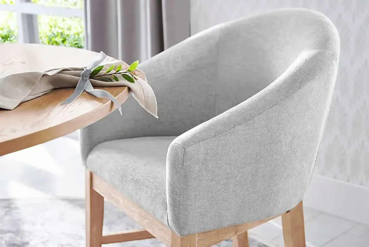 Kendall Gray Arm Chair with Natural Legs