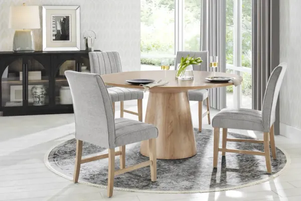 Kendall Natural 5 Pc 59" Round Dining Room with Gray Side Chairs