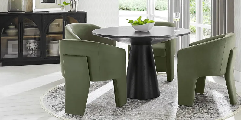 Kendall Black 5 Pc 48"" Round Dining Room with Sage Arm Chairs