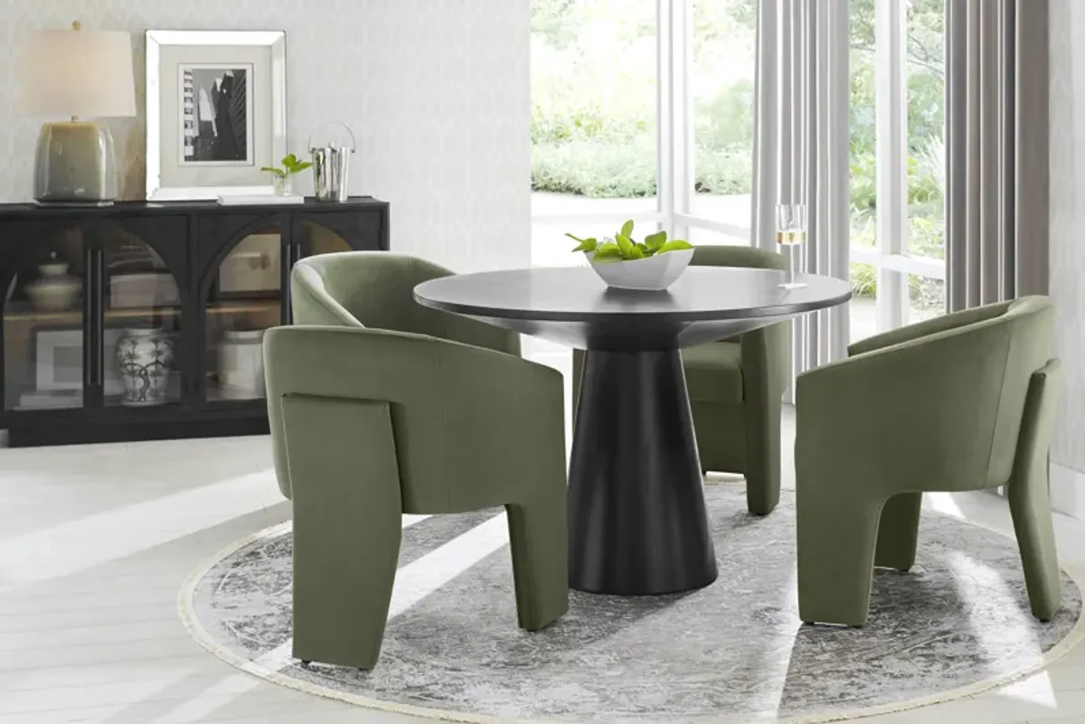 Kendall Black 5 Pc 48" Round Dining Room with Sage Arm Chairs