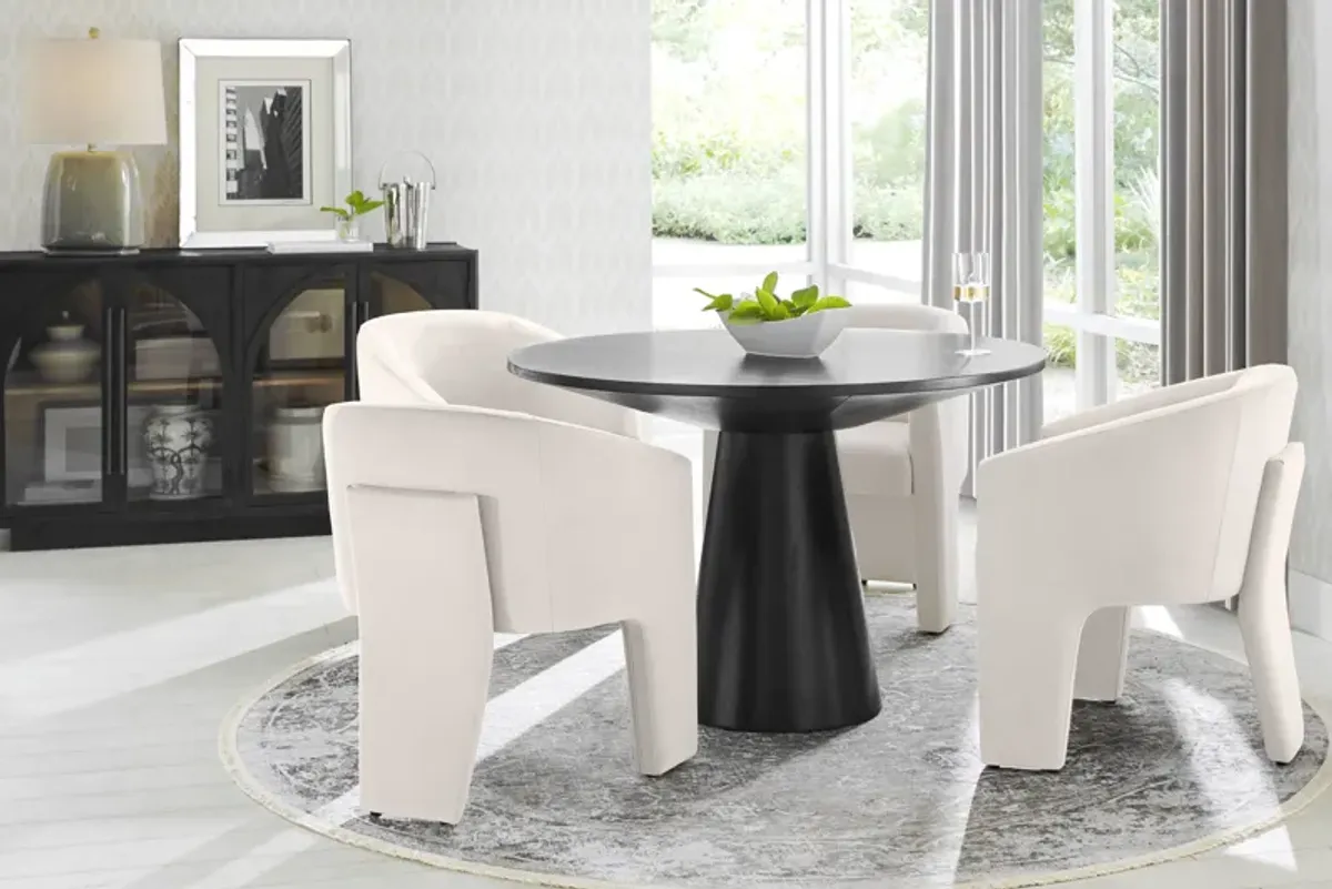 Kendall Black 5 Pc 48" Round Dining Room with Cream Arm Chairs