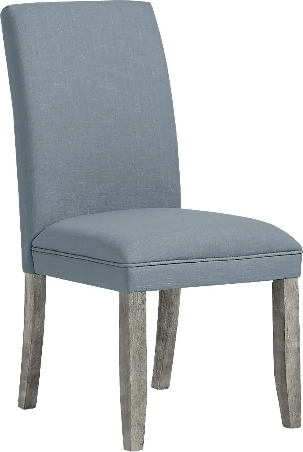 San Francisco Gray 6 Pc Dining Room with Bench and Blue Side Chairs