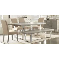 San Francisco Gray 6 Pc Dining Room with Bench and Brown Side Chairs