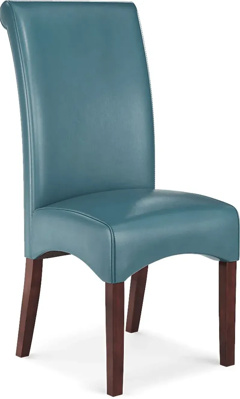 Delmon Walnut 5 Pc Oval Dining Set with Blue Chairs