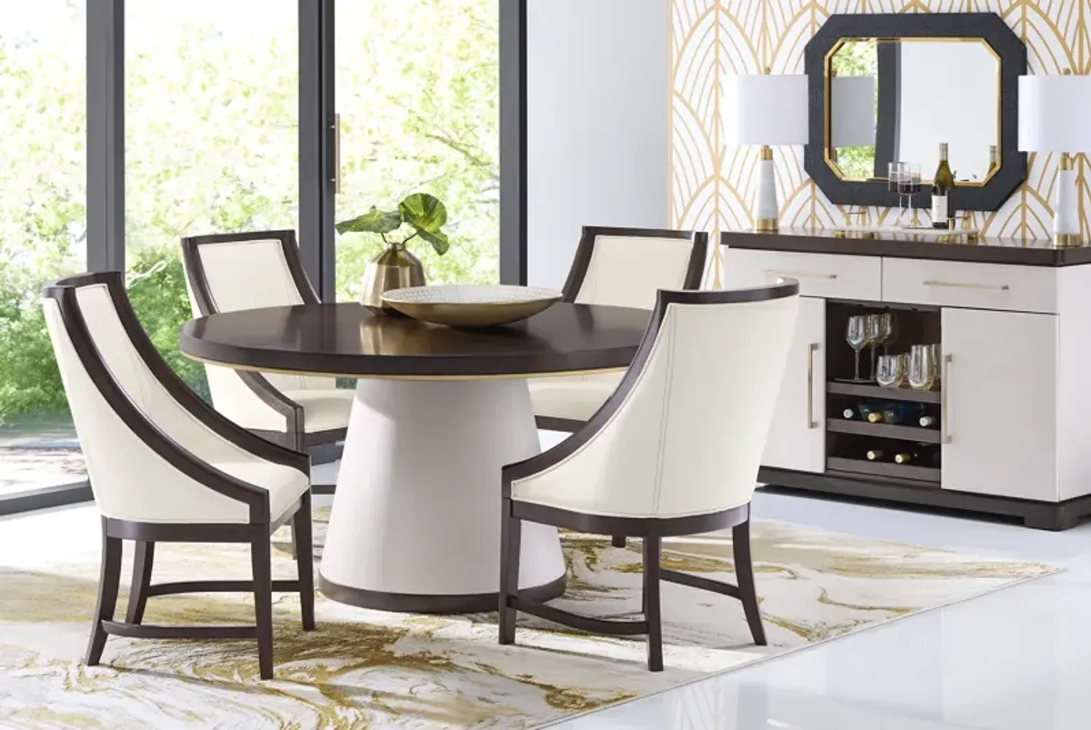 Elko Falls Espresso 5 Pc Round Dining Room with Upholstered Host Chairs