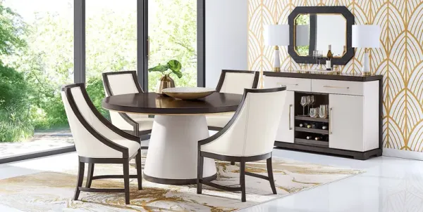 Elko Falls Espresso 5 Pc Round Dining Room with Upholstered Host Chairs