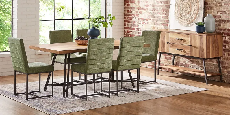 Loft Side Brown 7 Pc Dining Room with Avocado Chairs