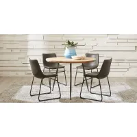 Lonia Natural 5 Pc 42 in. Round Dining Set with Gray Chairs