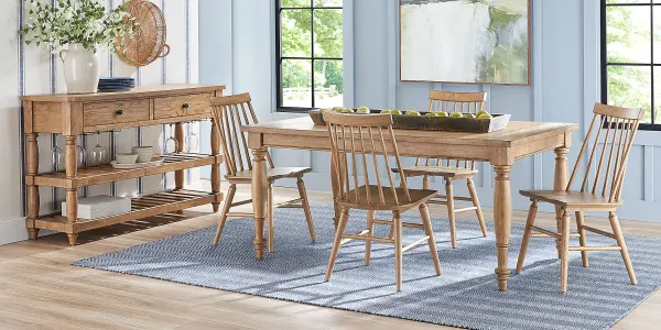 Winsor Natural 5 Pc Rectangle Dining Room with Natural Chairs