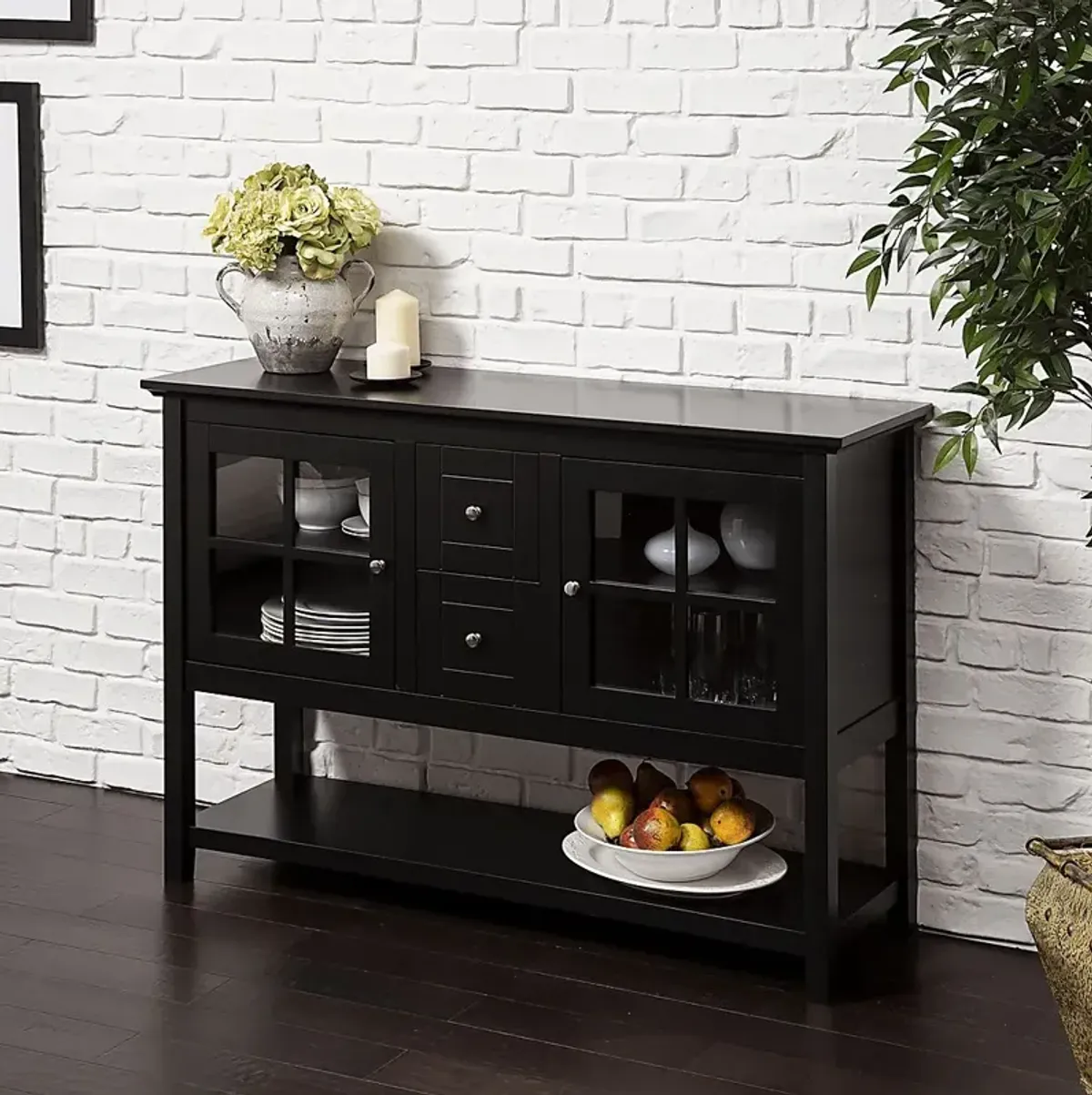 Columby Black Buffet 52 in. Console Table