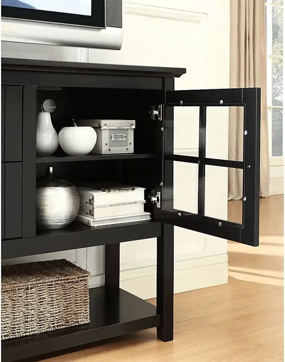 Columby Black Buffet 52 in. Console Table