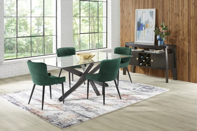 Axia Black 5 Pc Dining Room with Emerald Chairs