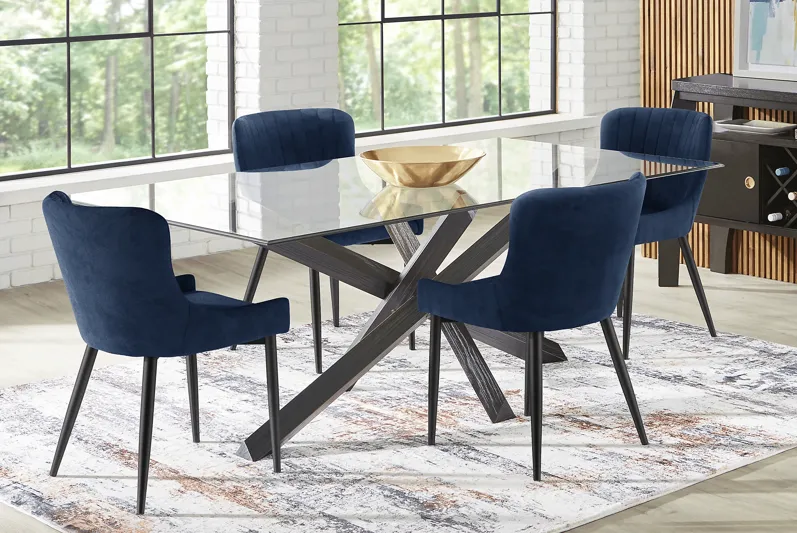 Axia Black 5 Pc Dining Room with Navy Chairs