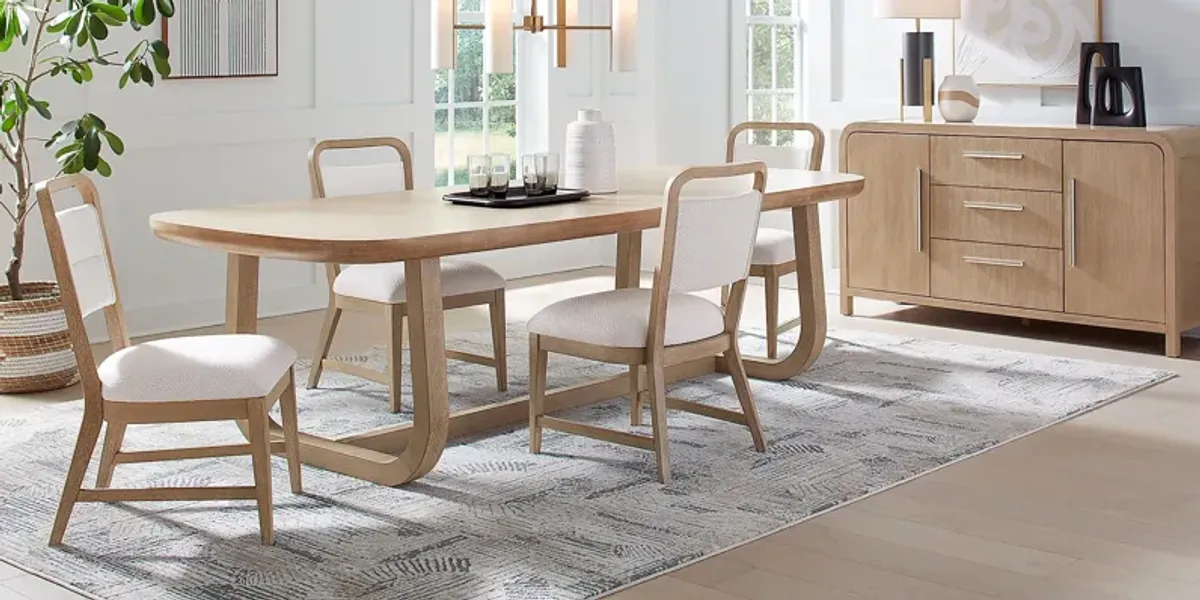 Canyon Sandstone 6 Pc Dining Room with Upholstered Chairs and Bench