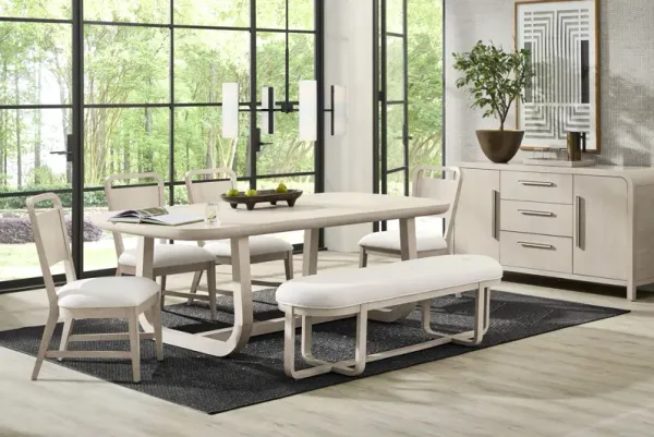 Canyon Light Gray 6 Pc Dining Room with Panel Back Chairs and Bench