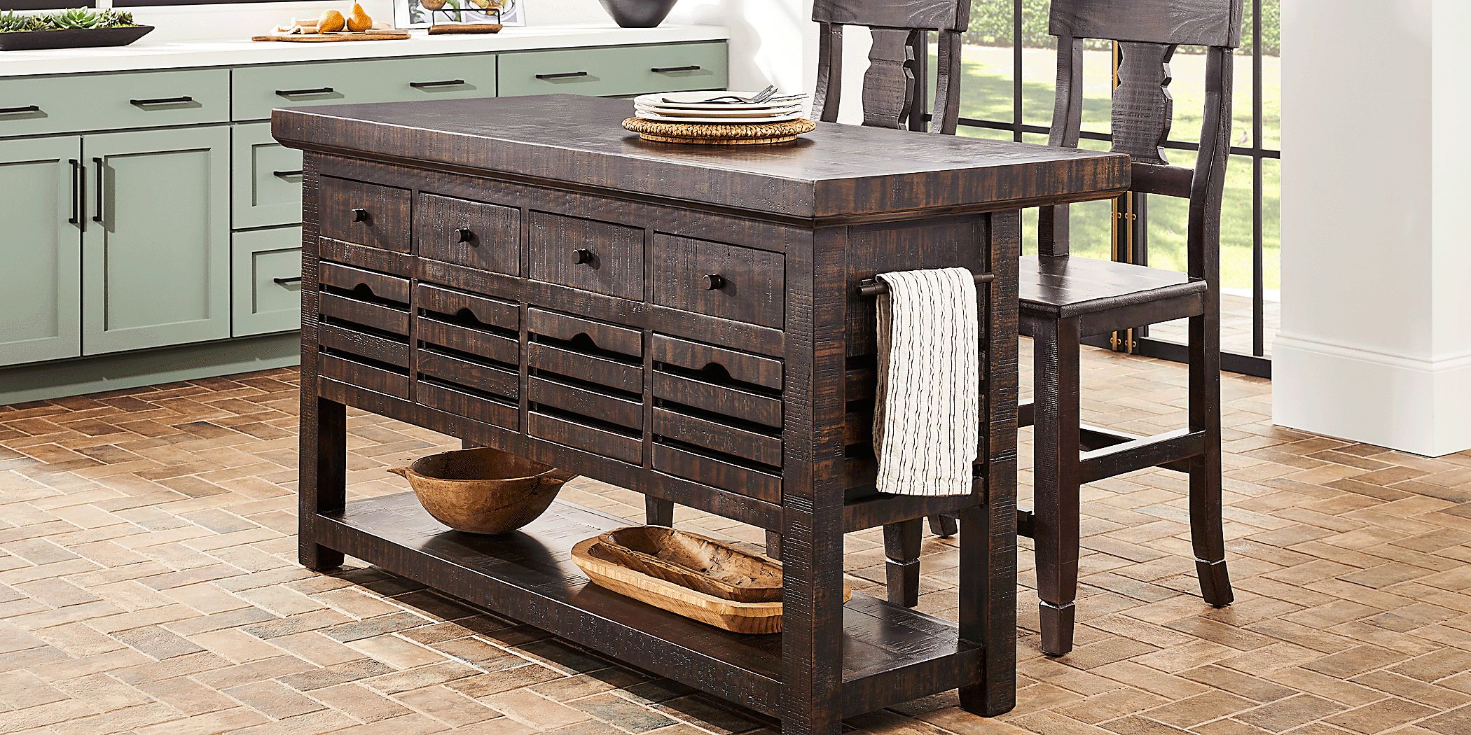 Cannon Beach Black Kitchen Island