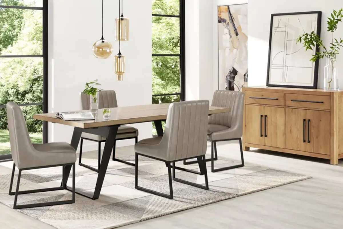 Grand Falls Brown 5 Pc Dining Room with Trenton Silver Side Chairs