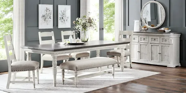 Crestwell Manor White 6 Pc 101 in. Dining Room