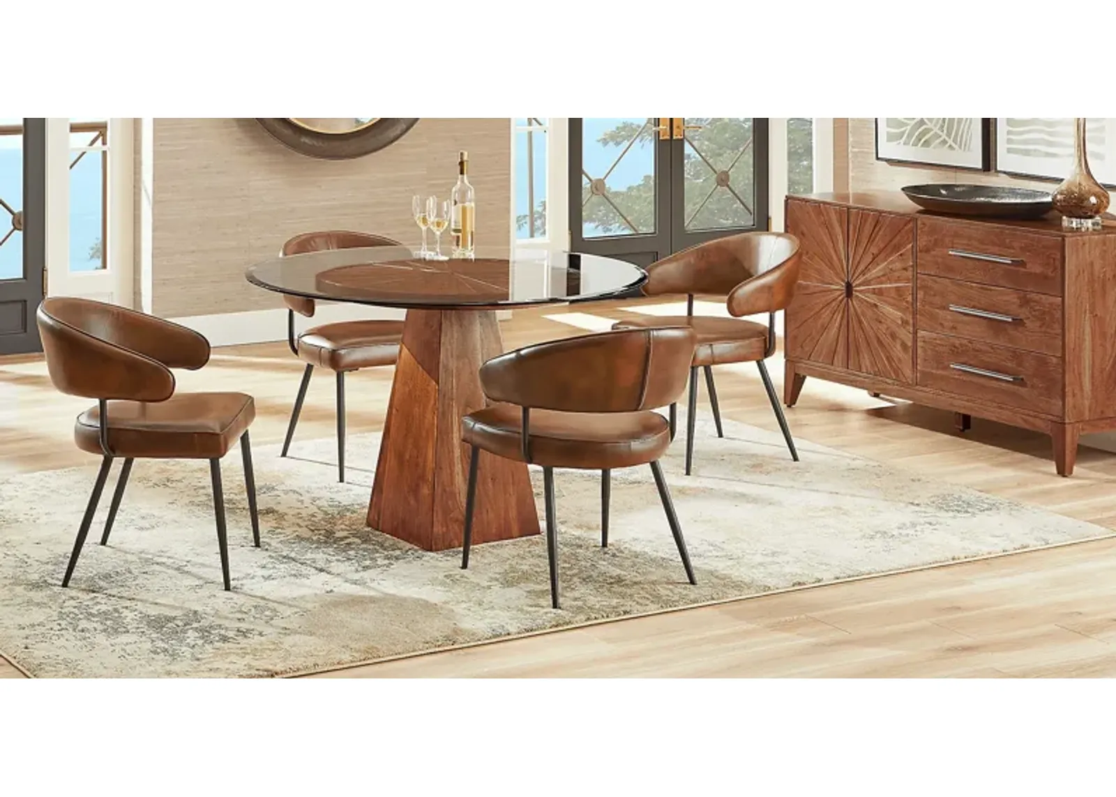 Cedona View Natural 5 Pc Dining Room with Brown Chairs