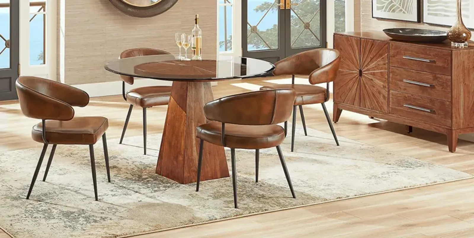 Cedona View Natural 5 Pc Dining Room with Brown Chairs