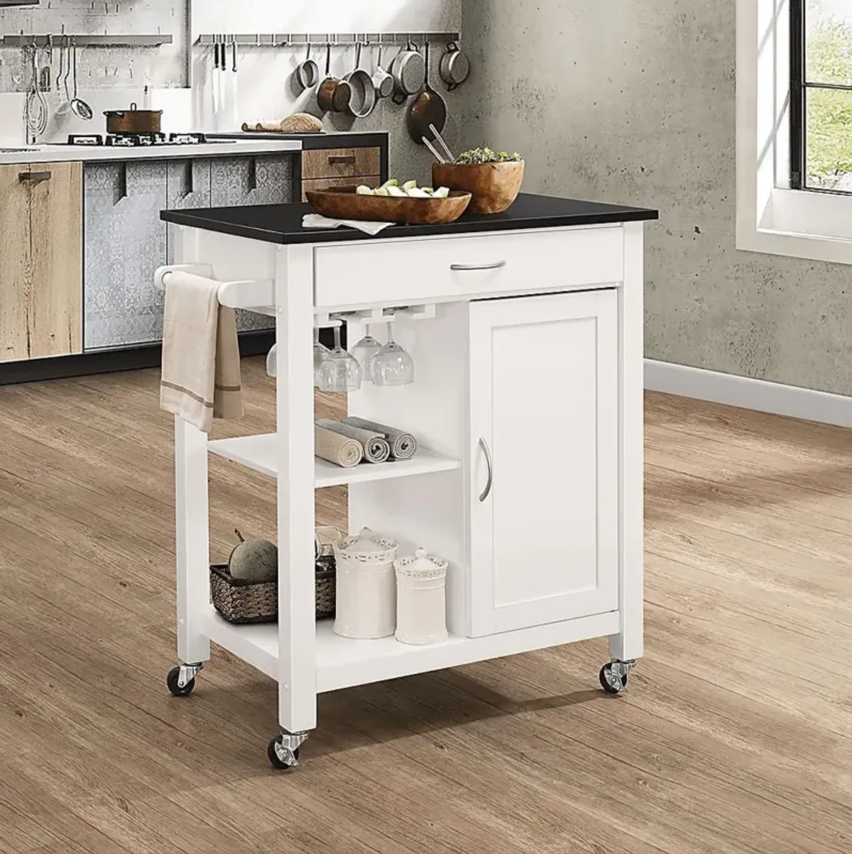 Elmira White Kitchen Cart