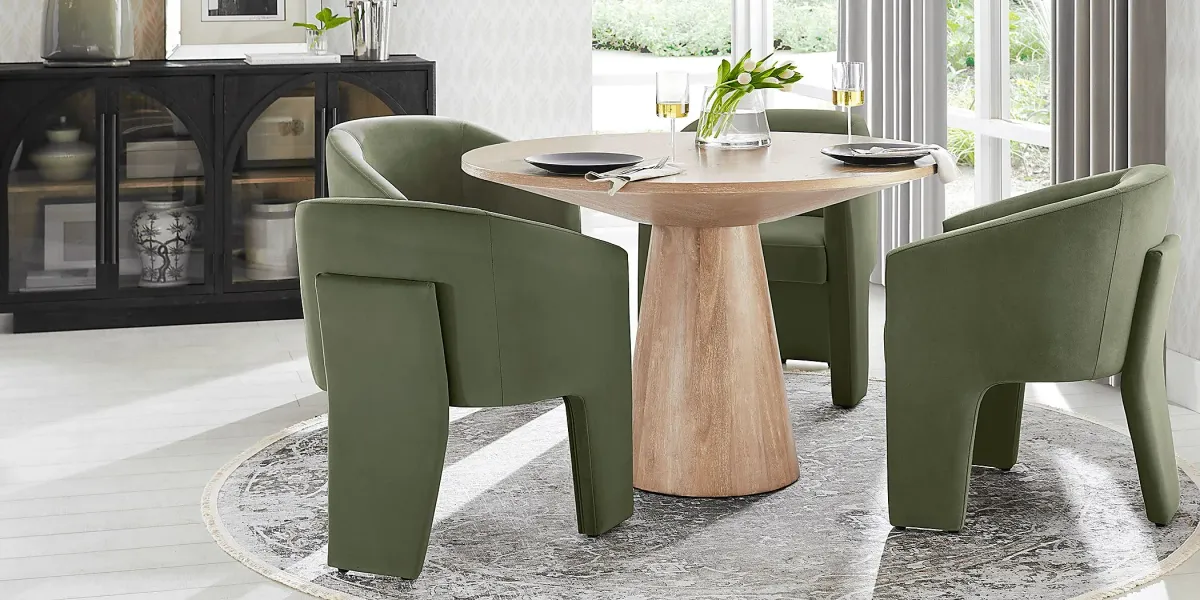 Kendall Natural 5 Pc 48"" Round Dining Room with Sage Arm Chairs