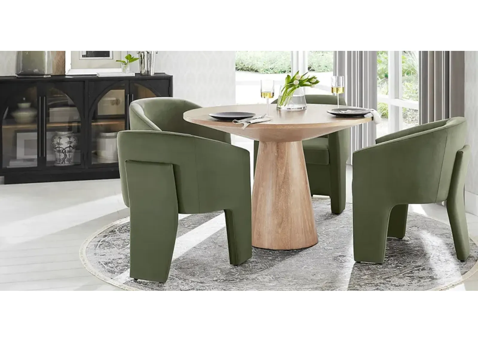 Kendall Natural 5 Pc 48"" Round Dining Room with Sage Arm Chairs