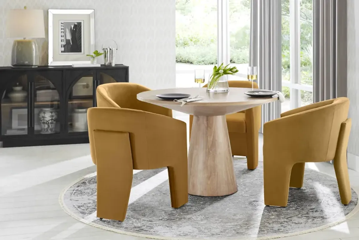 Kendall Natural 5 Pc 48" Round Dining Room with Gold Arm Chairs