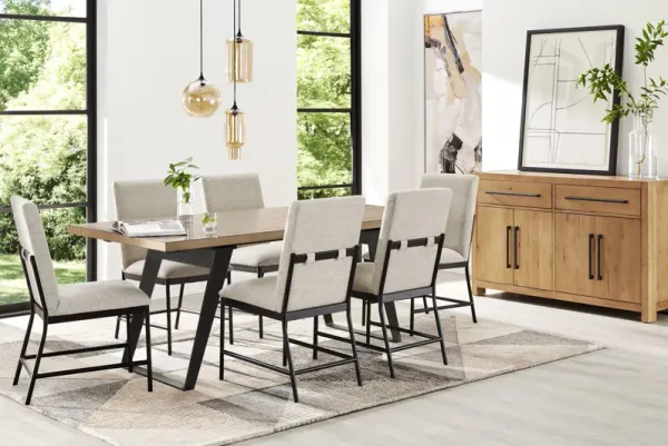 Grand Falls Natural Brown 7 Pc Dining Room with Upholstered Chairs