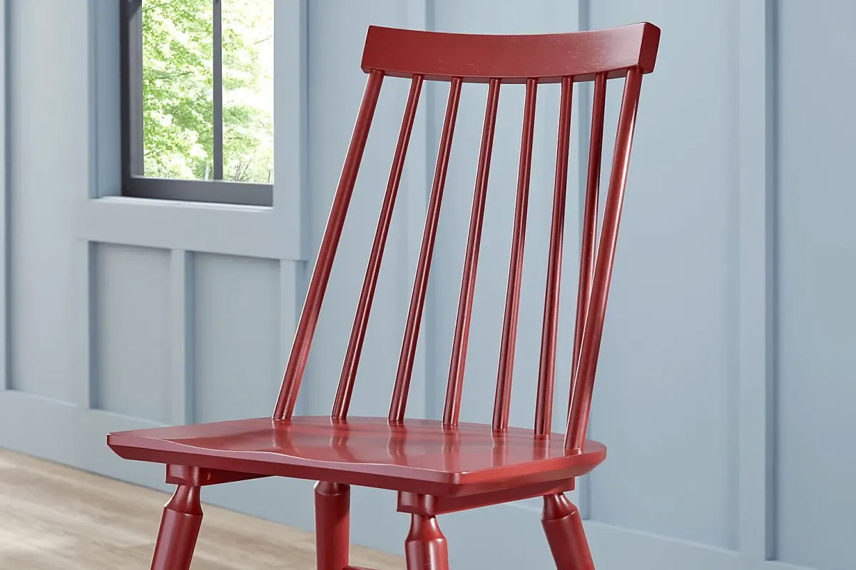 Winsor Natural 5 Pc Rectangle Dining Room with Red Chairs