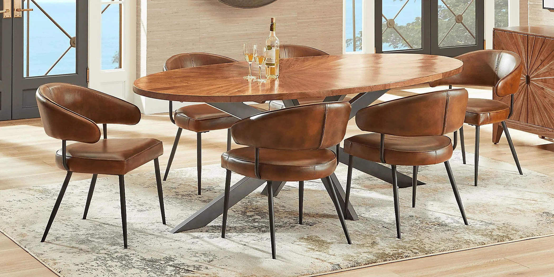 Cedona View Natural 5 Pc Dining Room with Brown Chairs