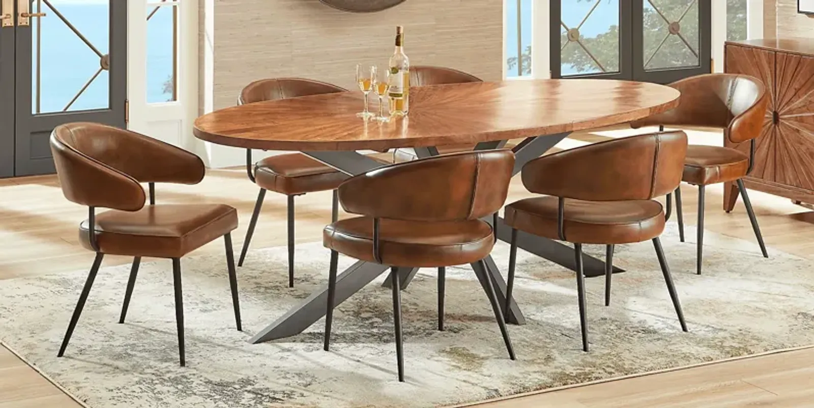 Cedona View Natural 5 Pc Dining Room with Brown Chairs