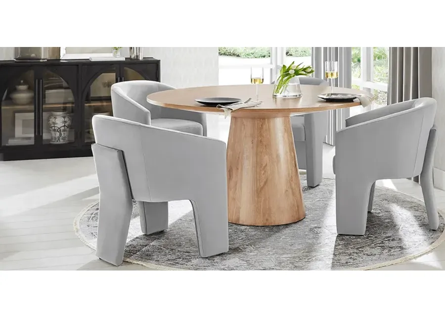 Kendall Natural 5 Pc 59"" Round Dining Room with Gray Arm Chairs