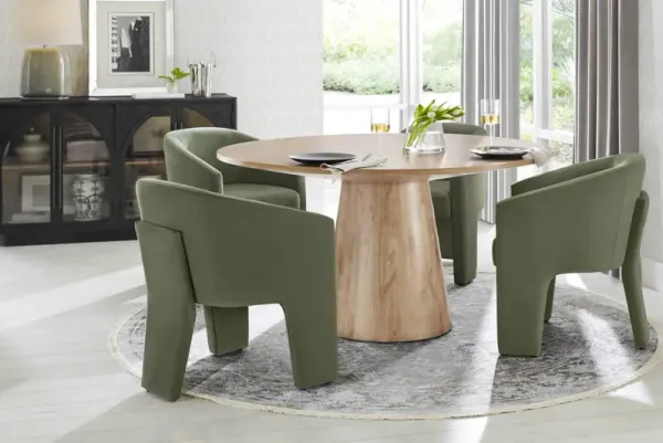 Kendall Natural 5 Pc 59" Round Dining Room with Sage Arm Chairs