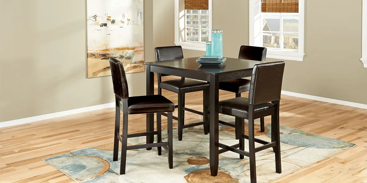 Sunset View Brown Cherry 5 Pc Counter Height Dining Set with Brown Stools