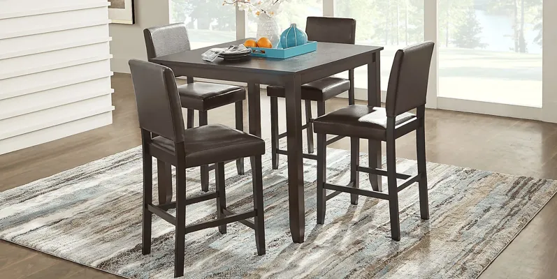 Sunset View Brown Cherry 5 Pc Counter Height Dining Set with Brown Stools