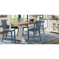 Wicklow Hills White 5 Pc Rectangle Counter Height Dining Room with Blue Stools