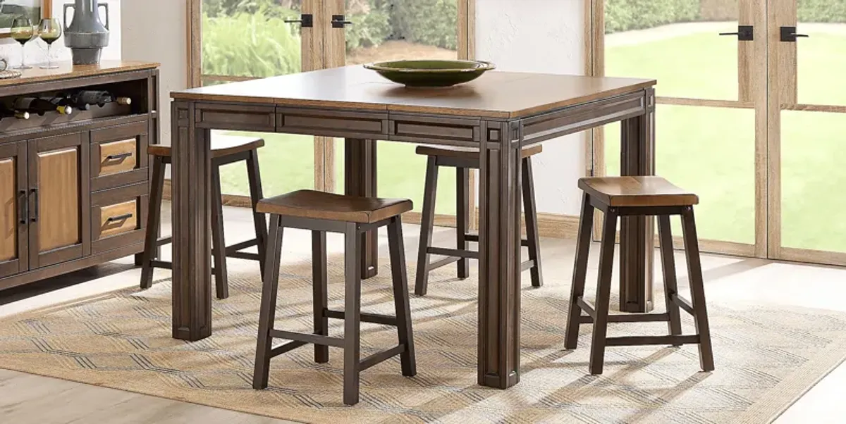 Coventry Dark Brown 5 Pc Counter Height Dining Room with Kyoto Stools