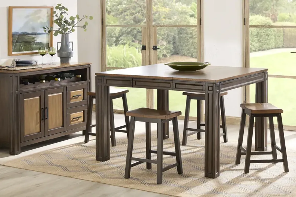 Coventry Dark Brown 5 Pc Counter Height Dining Room with Kyoto Stools