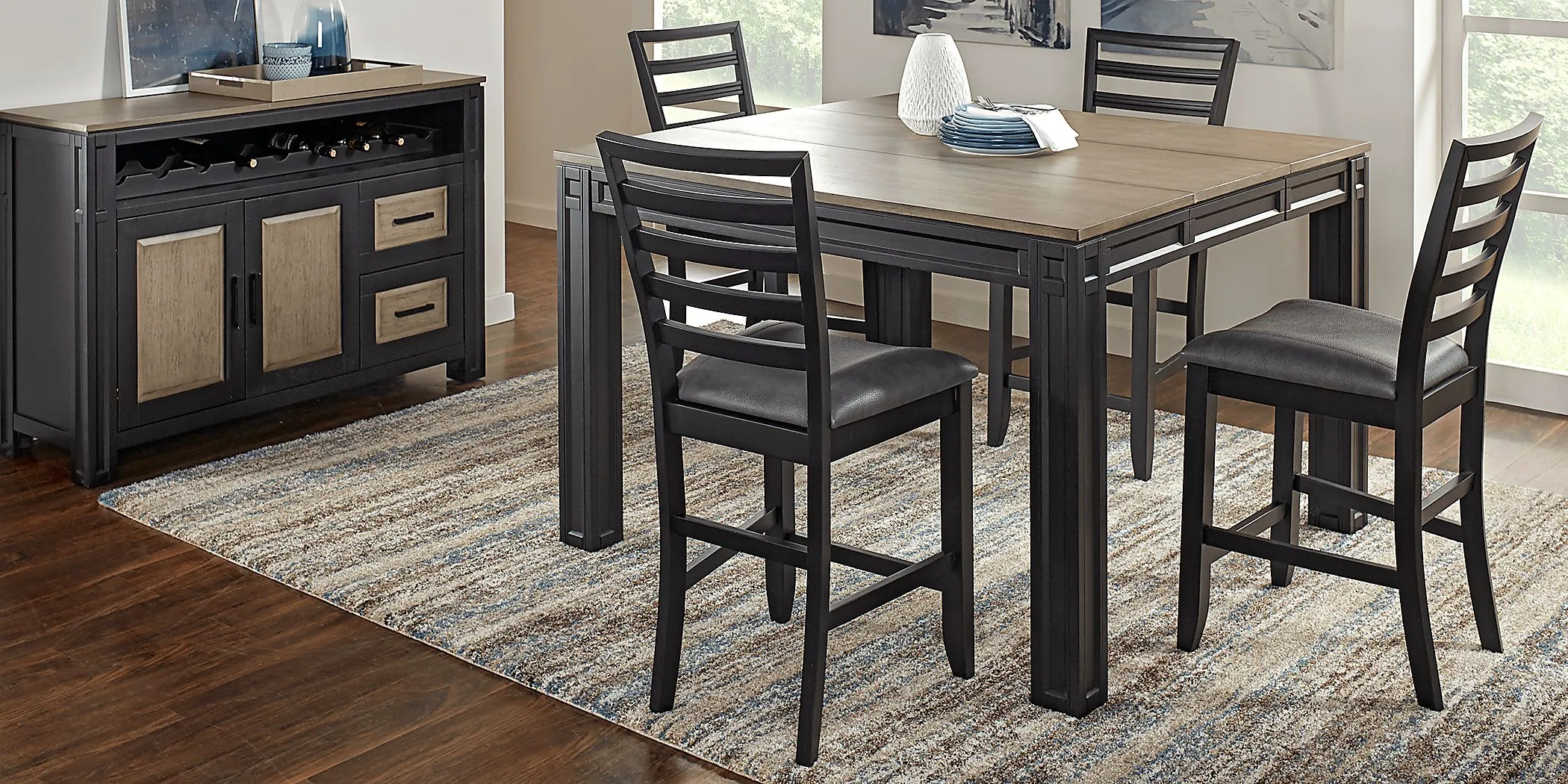 Adelson Black Counter Height Dining Table