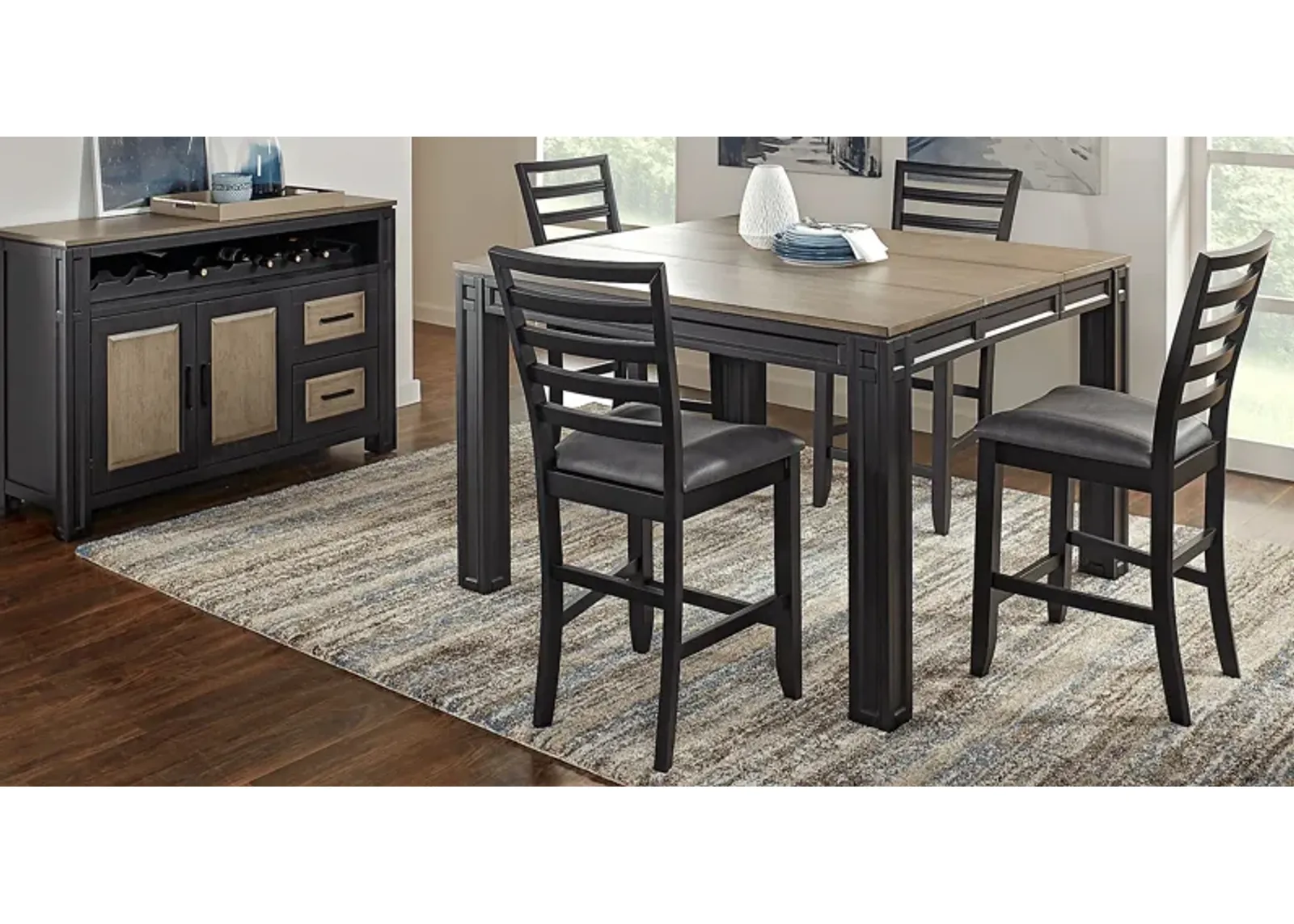 Adelson Black 5 Pc Counter Height Dining Room