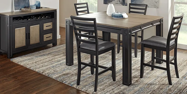 Adelson Black 5 Pc Counter Height Dining Room
