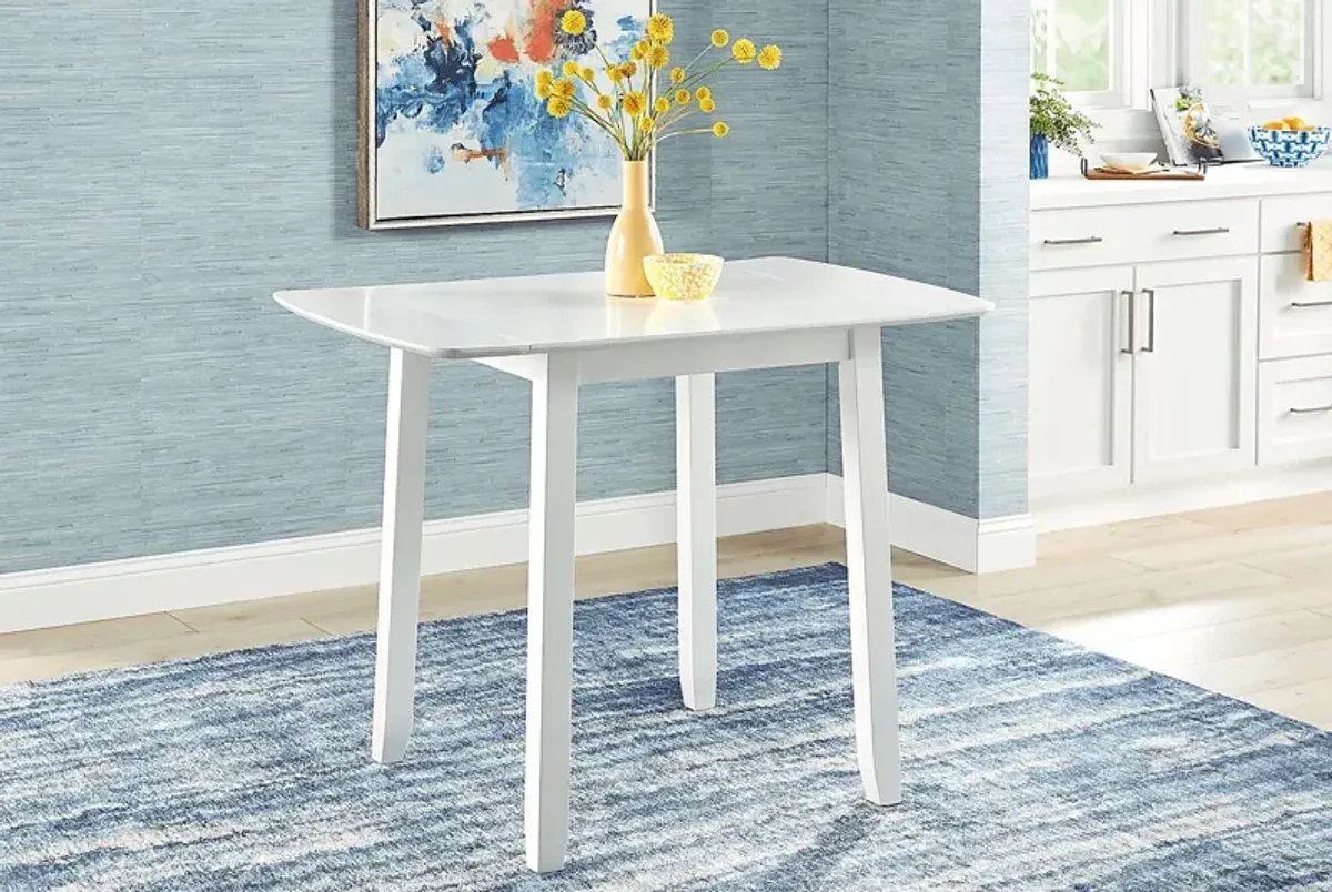 Concord White 5 Pc Counter Height Drop Leaf Dining Room with White Slat Back Stools