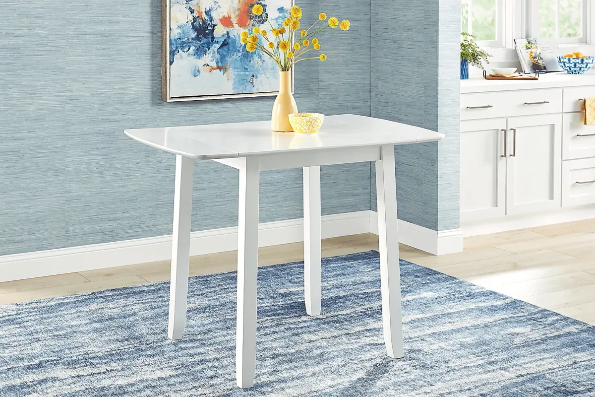 Concord White 5 Pc Counter Height Drop Leaf Dining Room with Red Slat Back Stools